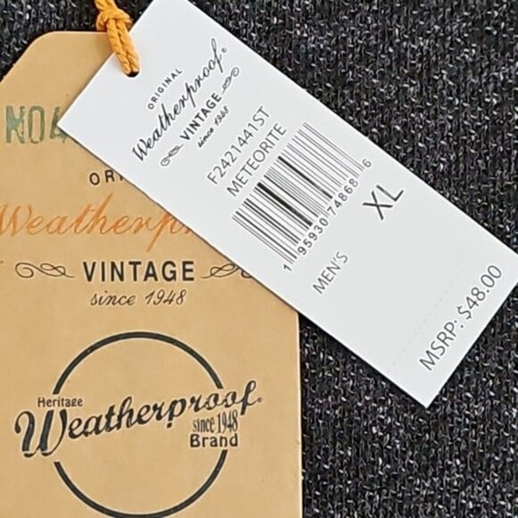 Weatherproof Vintage Shirt Men's Henley XL Black Heathered Long Sleeves NWT - Picture 6 of 14